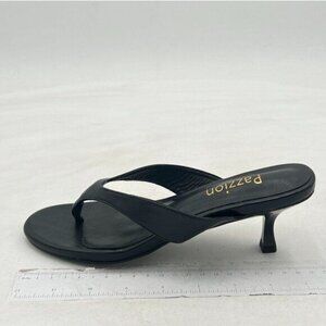 Pazzion Women's Fashion Open Toe Kitten Heel Flip Flops Slip On Low Heeled Thong